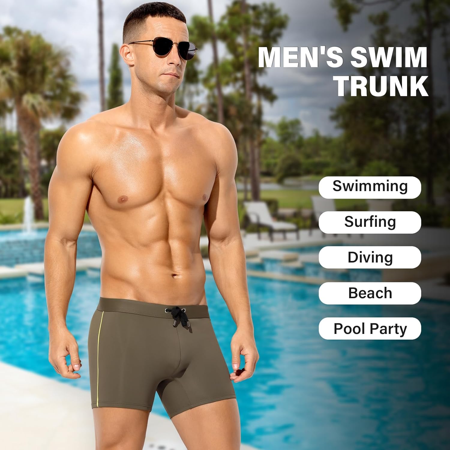 Arjen Kroos Mens Swim Trunks Quick Dry Swim Briefs Color Block Swimwear Bathing Suit with Drawstring - Image 4