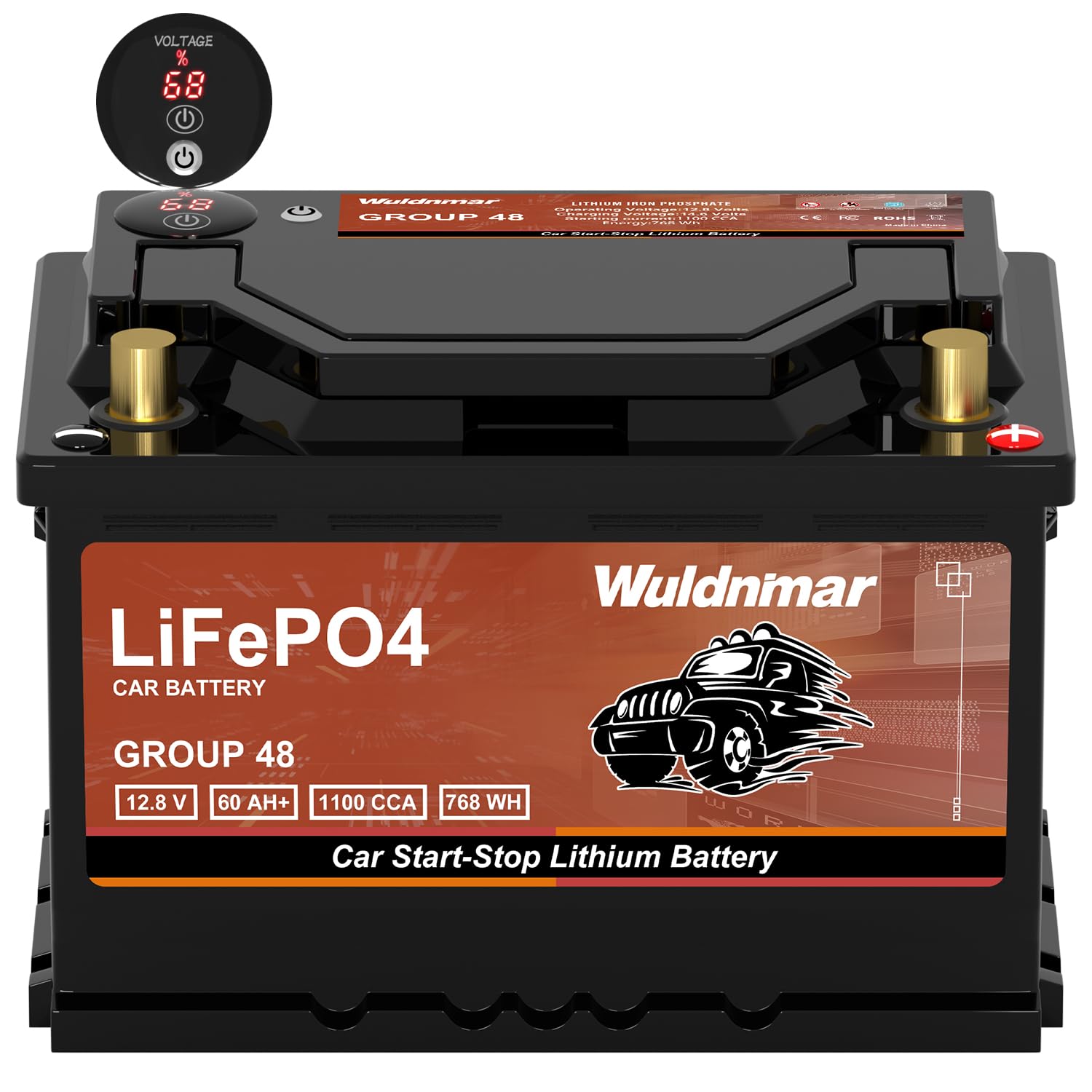 G48 Lithium Automotive Battery – 12.8V 60Ah 1100CCA Ultra-Durable, High Cranking Amps, and Quick Charge Time | Reliable for Any Vehicle