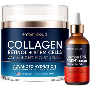 Salmon DNA Serum PDRN Salmon DNA Face Serum 1 Oz / Collagen Cream for Face with Stem Cells Retinol Hyaluronic Acid Niacinamide 1.7 Oz