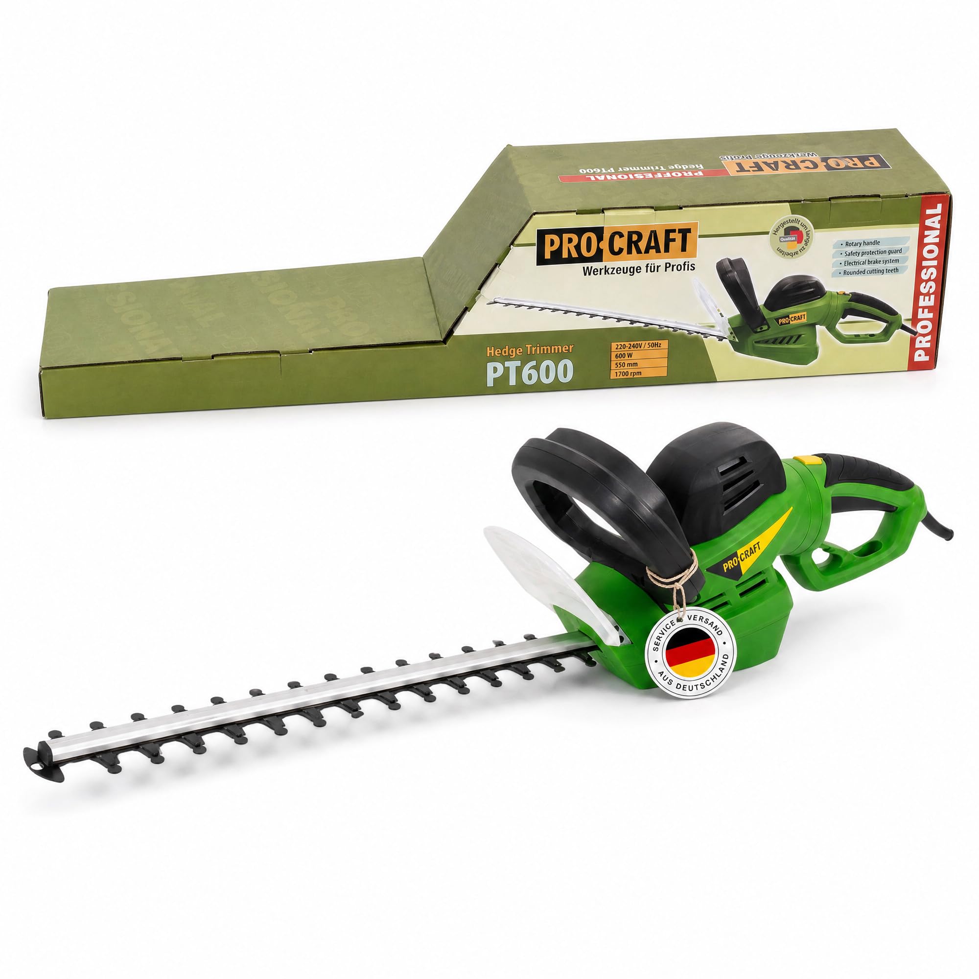 Procraft PT600 Tagliasiepi 600 Watt 550 mm Lunghezza di taglio 20 mm Spessore di taglio