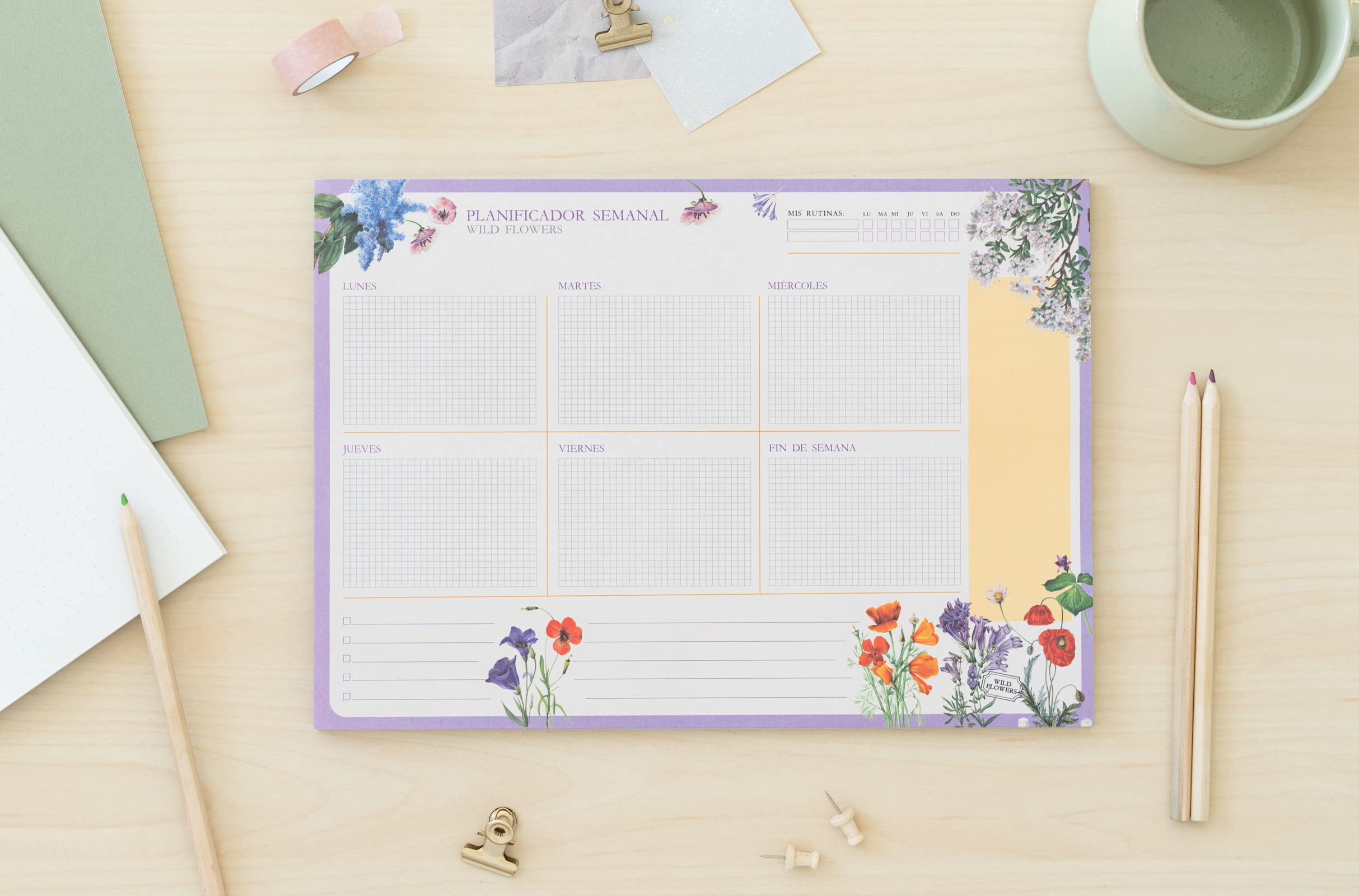 Grupo Erik Weekly Planner A4 In Spanish - Wild Flowers - Image 2