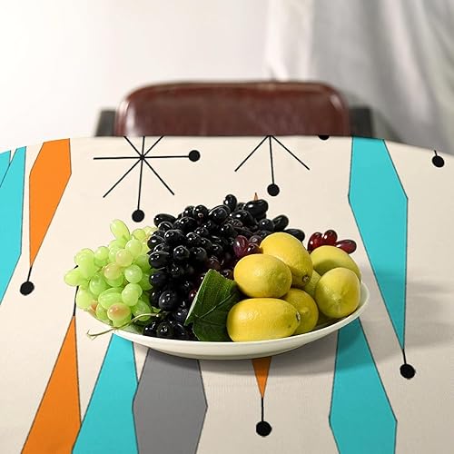 Miniatura 588 de Mantel floral hippie, diseño retro de los años 70, naranja, rosa, azul, floral, bohemio, estampado estético de margaritas, para fiesta, picnic