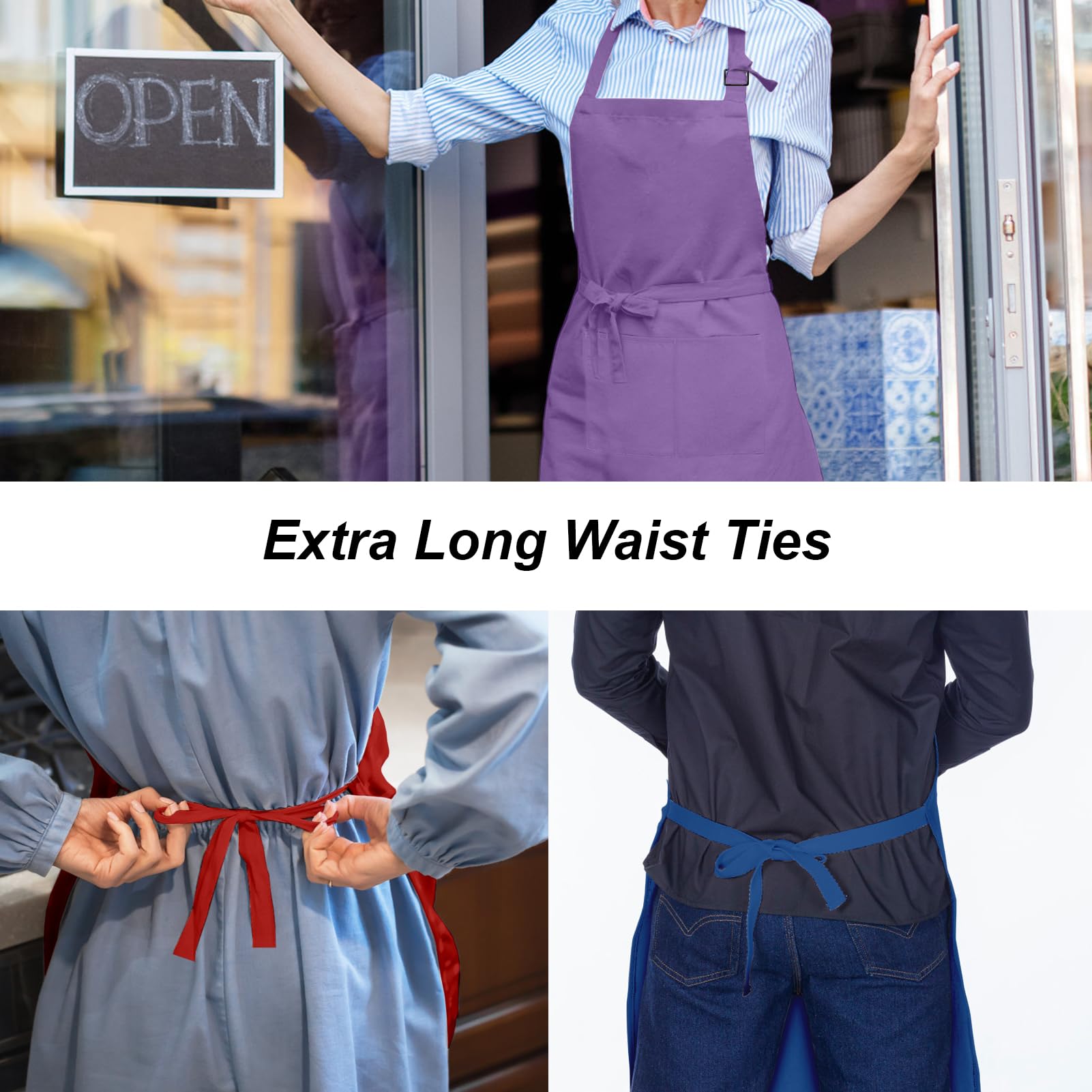 Delantales de chef ajustables con bolsillos para adultos, para mujeres y hombres, para pintar, cocinar, manualidades, 15 unidades (S/L)