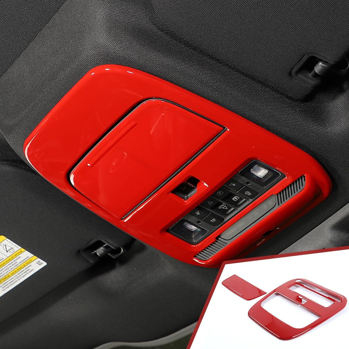 GZXinWei Interior Accessories for Ford F150 2021 2022 2023 2024 2025 2026 Overhead Console Panel Glasses Holder Trim Cover Red Carbon Fiber Style Sticker