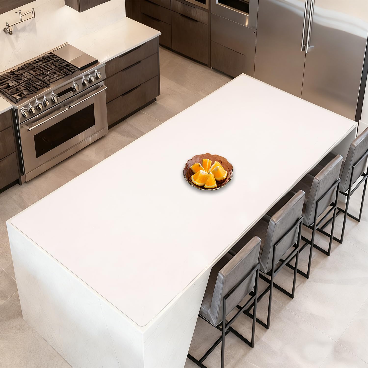 84''x24'' Extra Large Silicone Mat for Kitchen Counter, Heat Resistant Countertop Protector, Non-Slip Waterproof Kitchen Island Mat, Easy to Clean, Semitransparent