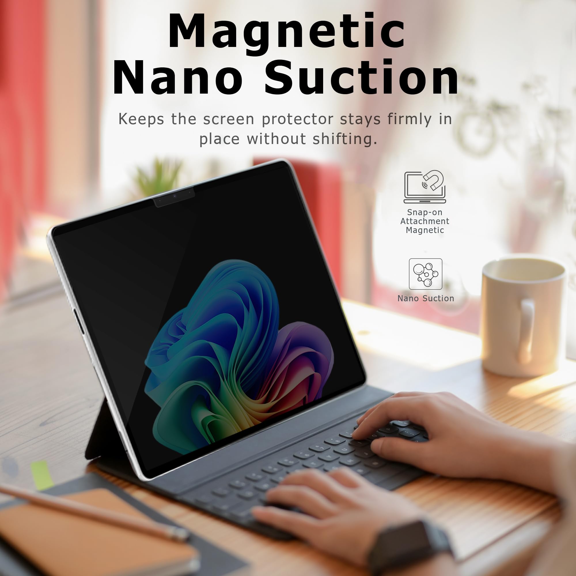 MEGOO Protector de pantalla de privacidad para Surface Pro 7/6/5/4/3 de 12.3 pulgadas, antiespía, antirreflejos, bloqueo de luz azul y UV, nano tecnología magnética, diseño extraíble