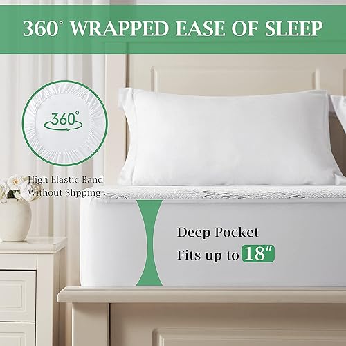 Miniatura 3 de Protector de colchón individual XL, funda de colchón refrescante impermeable, 39 x 80 pulgadas, funda de cama silenciosa, transpirable, suave,