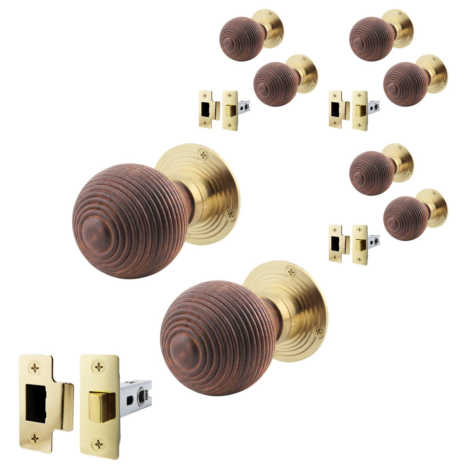 EAI Rosewood Door Knobs with Latch 76mm, 4 Pack - Beehive