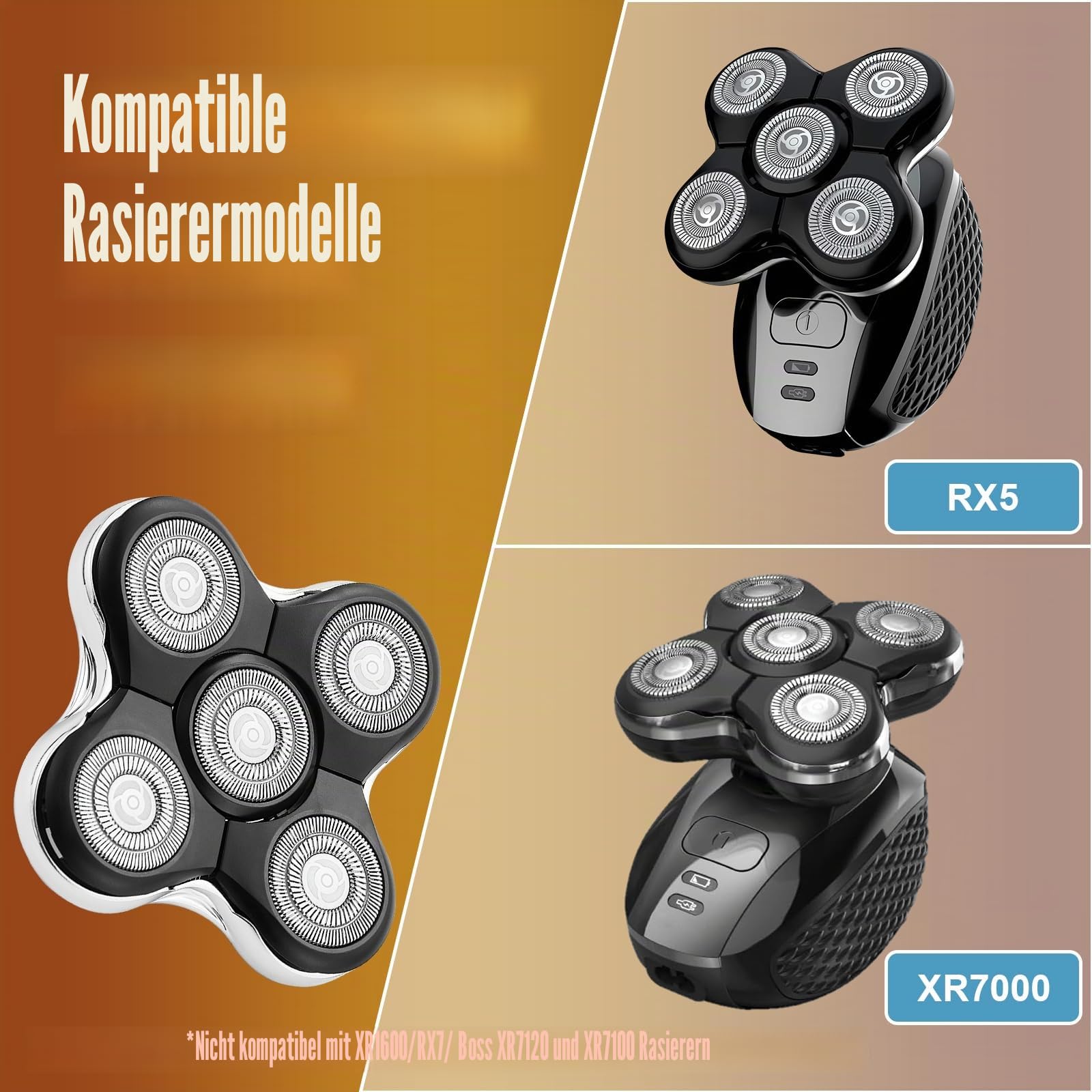 RX5 Ersatz-Rasierköpfe, kompatibel mit Remington Balder Pro XR1500, XR1501 und RX5 Rasierern, 3 Stück