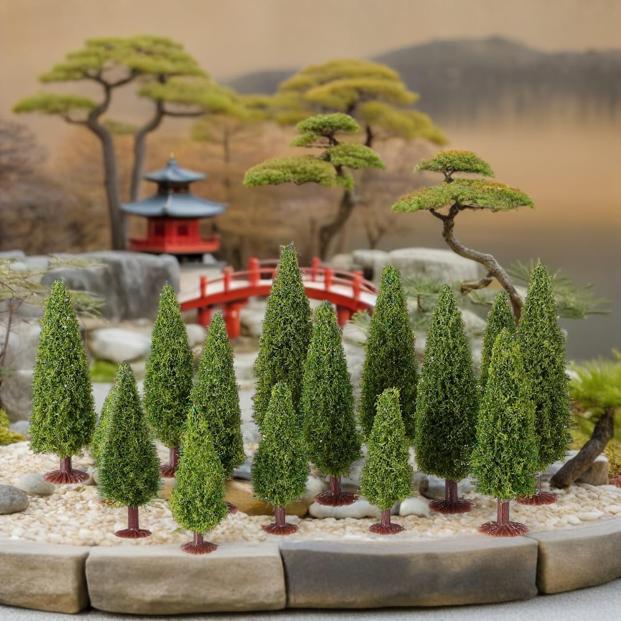 TOPBATHY 15 StüCk Modell BäUme Mini ZedernbäUme 3.93 Zoll Kunststoff GrüN FüR Modelleisenbahn ZubehöR Diorama Landschaft Dekoration