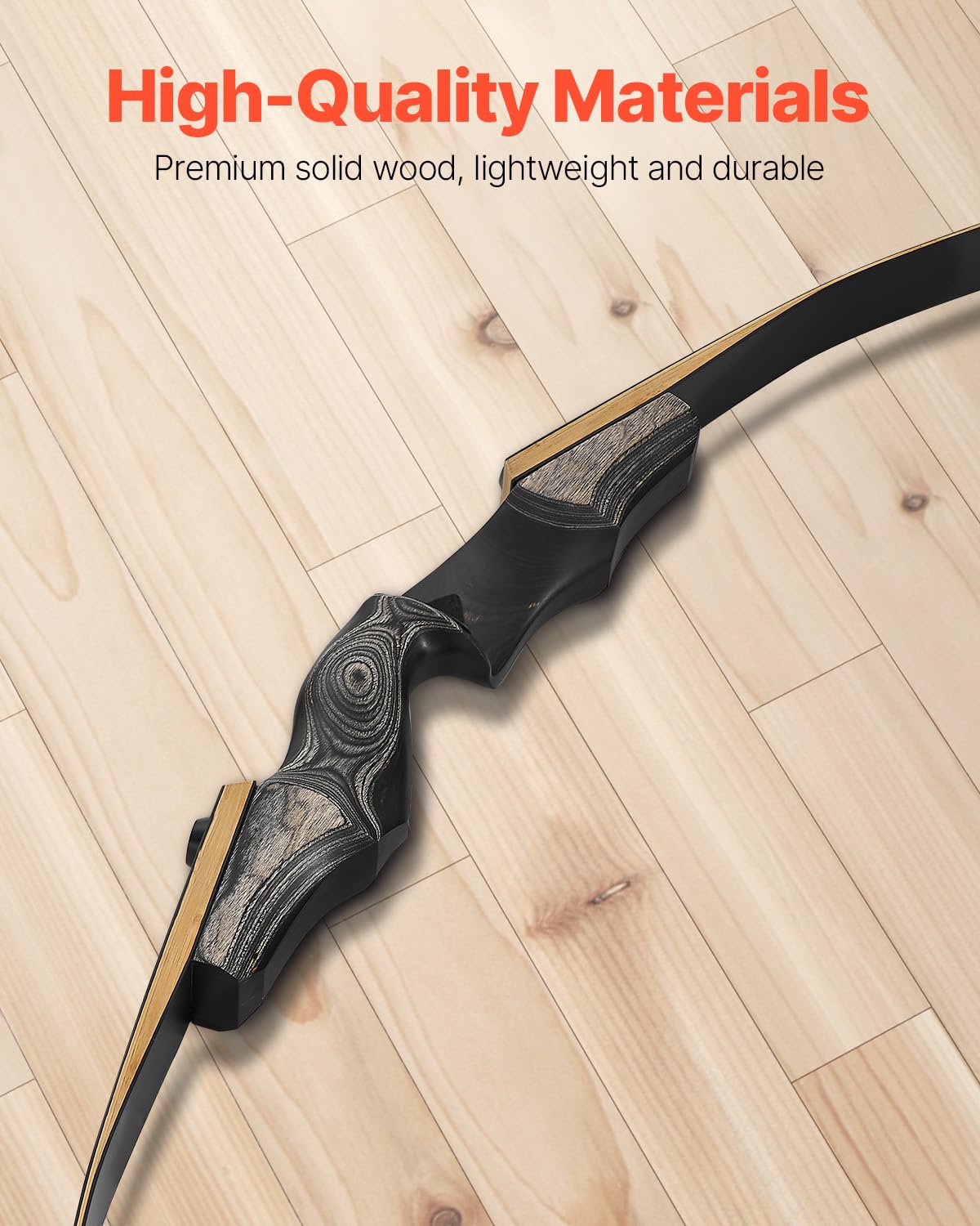 VEVOR Kit Arco Ricurvo e Frecce da 1524 mm Arco Ricurvo per Destrorsi in Legno, per Allenamento al Bersaglio all'Aperto, Caccia, per Principianti e Avanzati, Peso di Trazione 13,61 kg