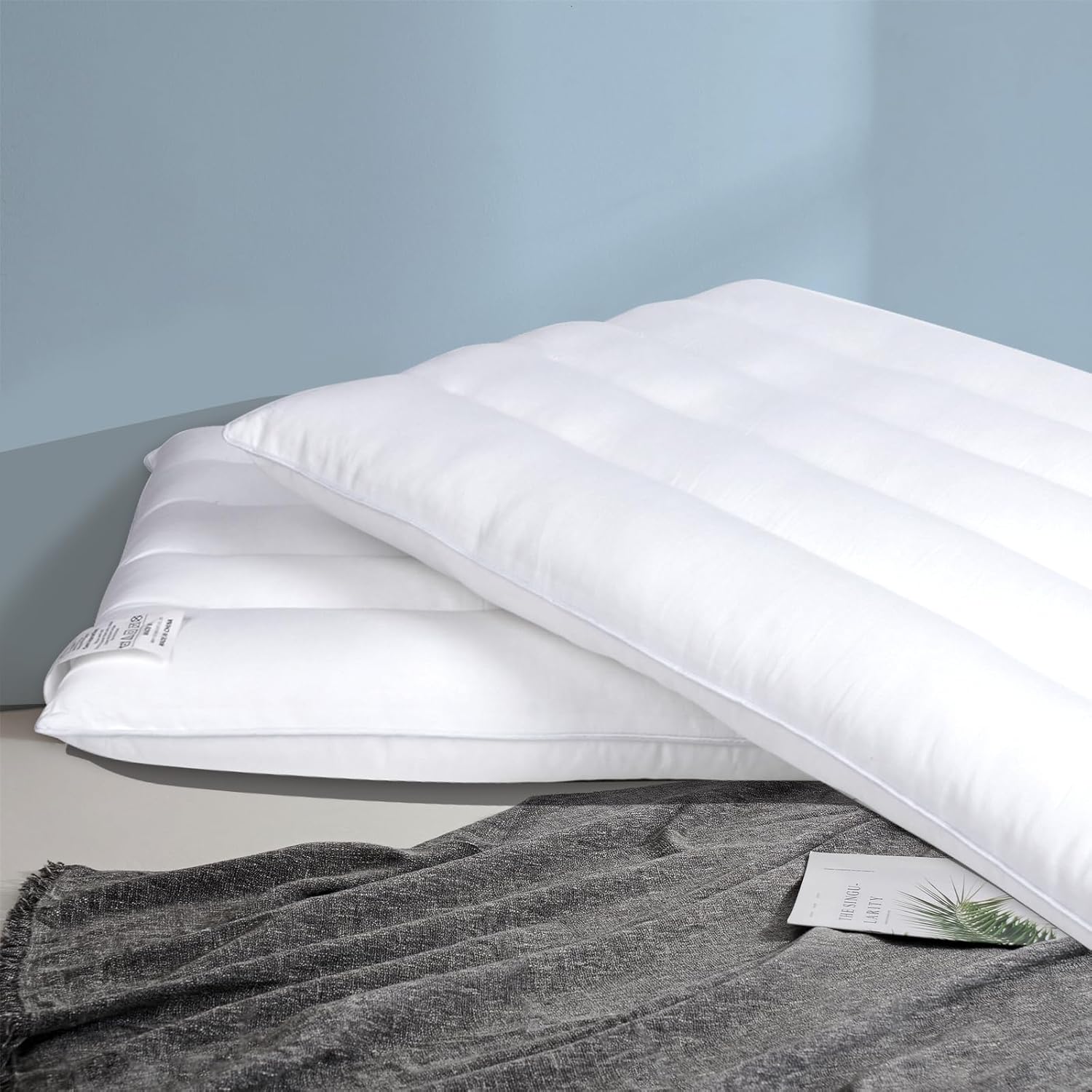 MINUPWELL Ultra Flat Pillows for Sleeping Thin, 2.5" Height Ultra Thin Pillows, Slim Bed Pillows for Stomach Sleeper, Standard Size -18x26 in - 7D Fiber - 2 PC