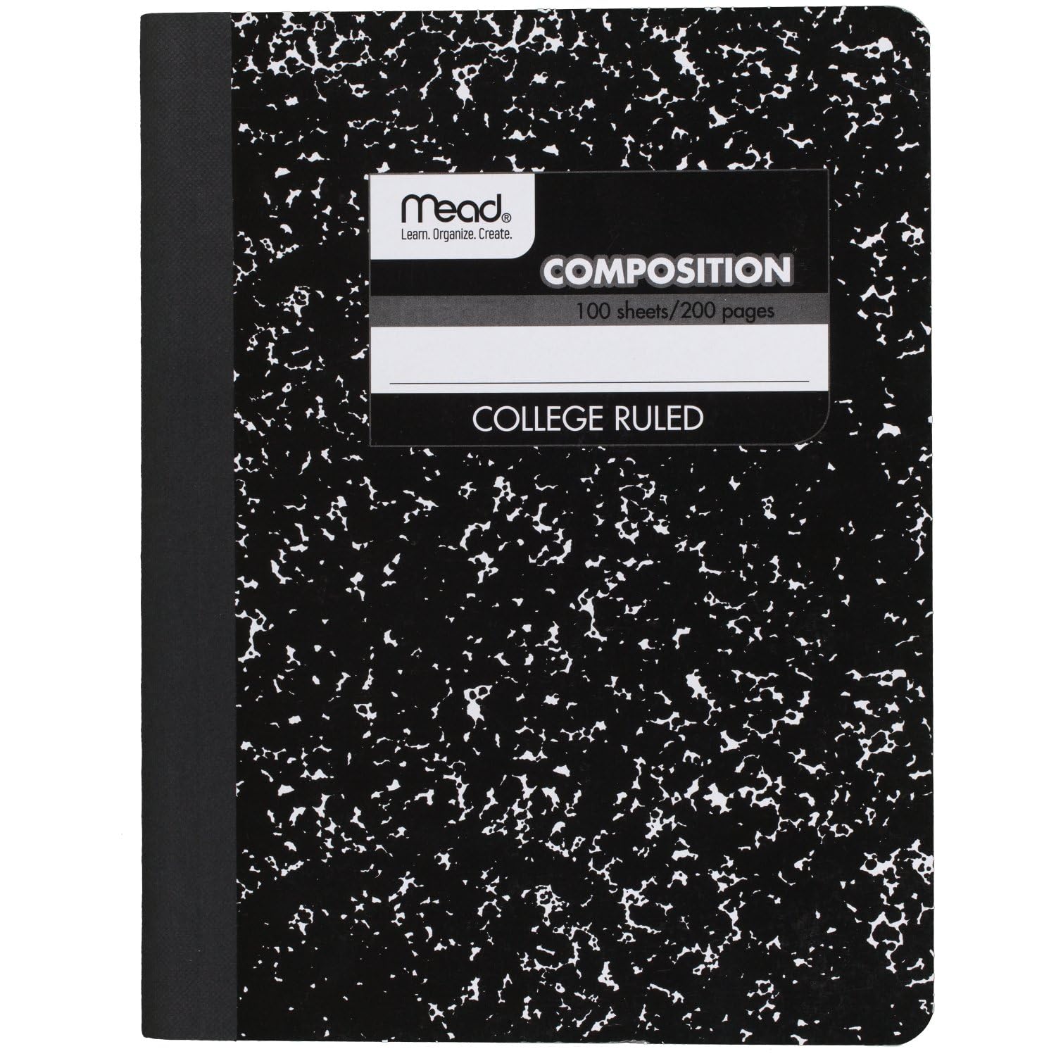 Mead Composition Book, College Ruled, 100 Sheets, 9-3/4" x 7-1/2", Black Marble (09932)