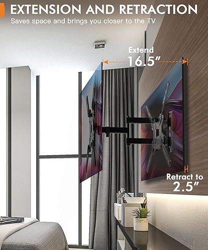 Miniatura 3 de Soporte de pared para TV de movimiento completo para la mayoría de televisores de 26 a 55 pulgadas, soporte de pared de esquina con giro inclinable