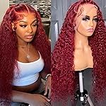 Bworto Burgundy Wig Human Hair 99j Burgundy 13x6 Deep Wave Lace Front Wigs Human Hair Pre Plucked HD Transparent Lace Frontal Wigs for Black Women Red Colored Wig 28 Inch