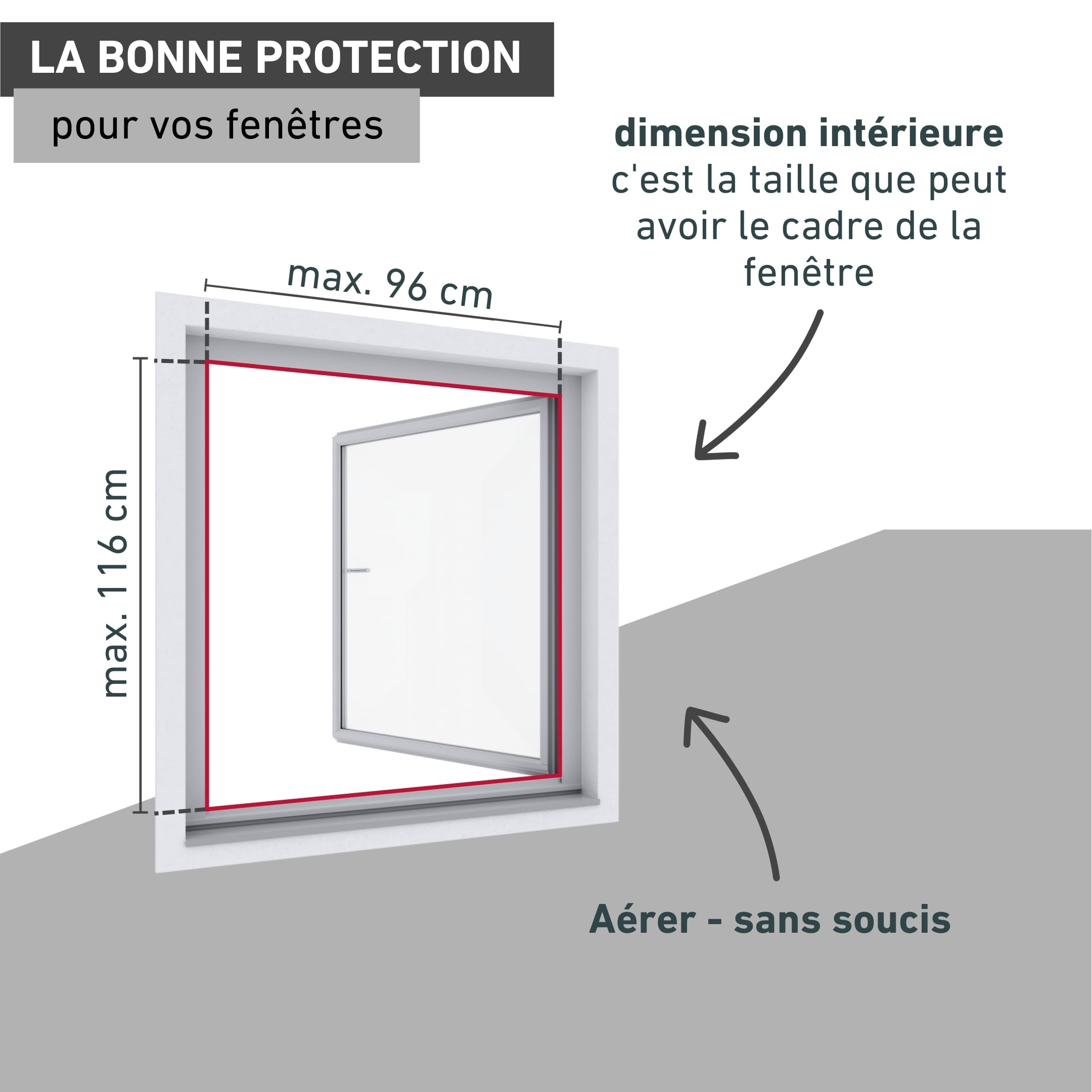 Windhager 03967 Moustiquaire cadre en aluminium pour fenêtre Ultra Flat, kit de montage soi-même, 100 x 120 cm, anthracite, 03967