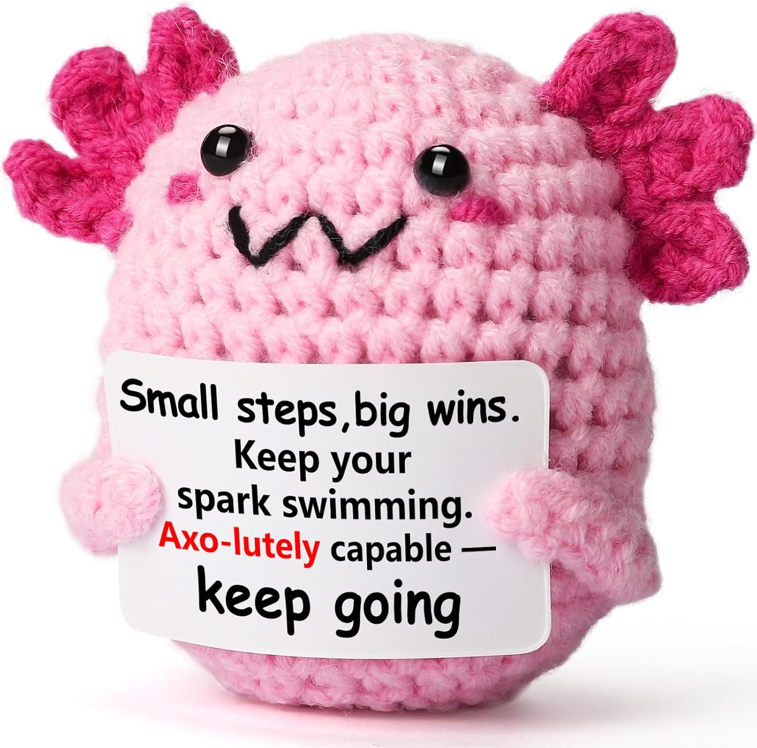 Birthday Gift for Women – Mini Crochet Sheep Plush with Pun Card, Handmade 10cm, Cozy Calm, Romantic Cute Desk Nightstand Decor, Year-Round Keepsake