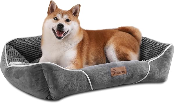 YITAHOME Hundebett für Hunde mittlerer bis Kleiner Größe, Hundekissen, Hundebetten, 64x53cm, rutschfeste Unterseite Hundesofa, grau