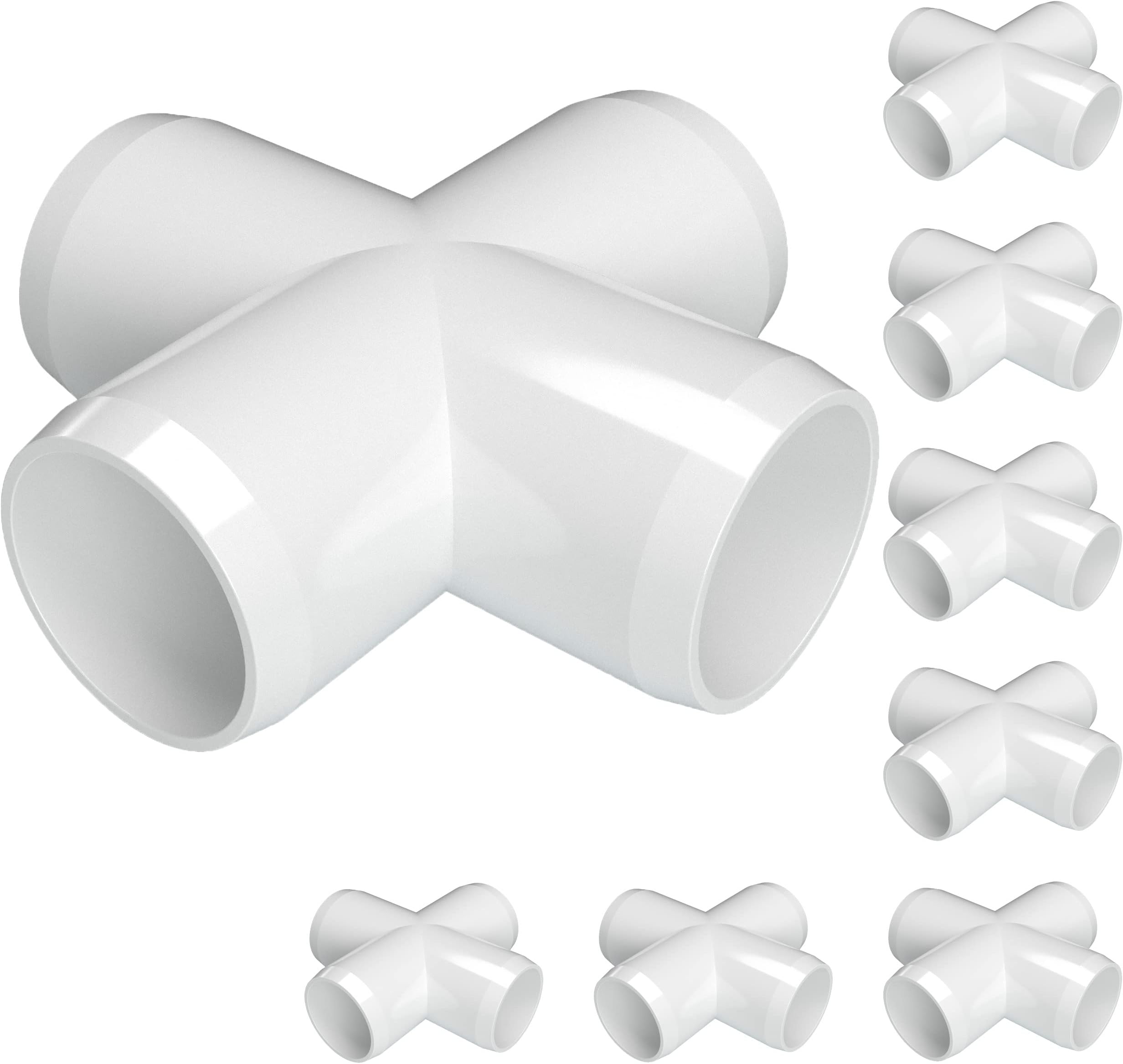 FORMUFITF034CRX-WH-8 Cross PVC Fitting, Furniture Grade, 3/4" Size, White (Pack of 8)