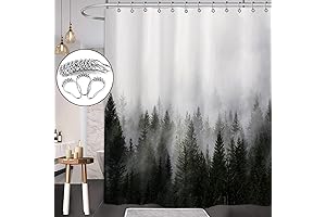 ORTIGIA Misty Forest Shower Curtain: Redefine Your Bathroom Sanctuary
