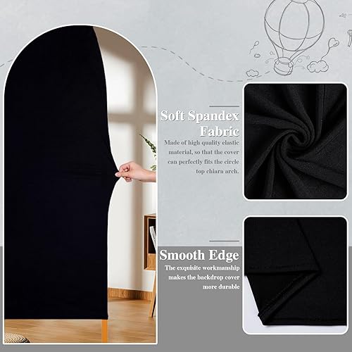 Miniatura 2 de Cubierta de arco de boda de 6 pies, cubierta de fondo de arco de elastano negro para decoración de fiesta de boda (negro, 6 x 2.6 pies)