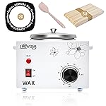 Professional Waxing Kit Wax Warmer Single Pot Wax Heater Machine for Hair Removal, Large Waxing Pot with Non-Stick Easy Clean Pot, 50 Sticks & 20 Collar, for Spa Salon Beauty Esthetician Home(White)