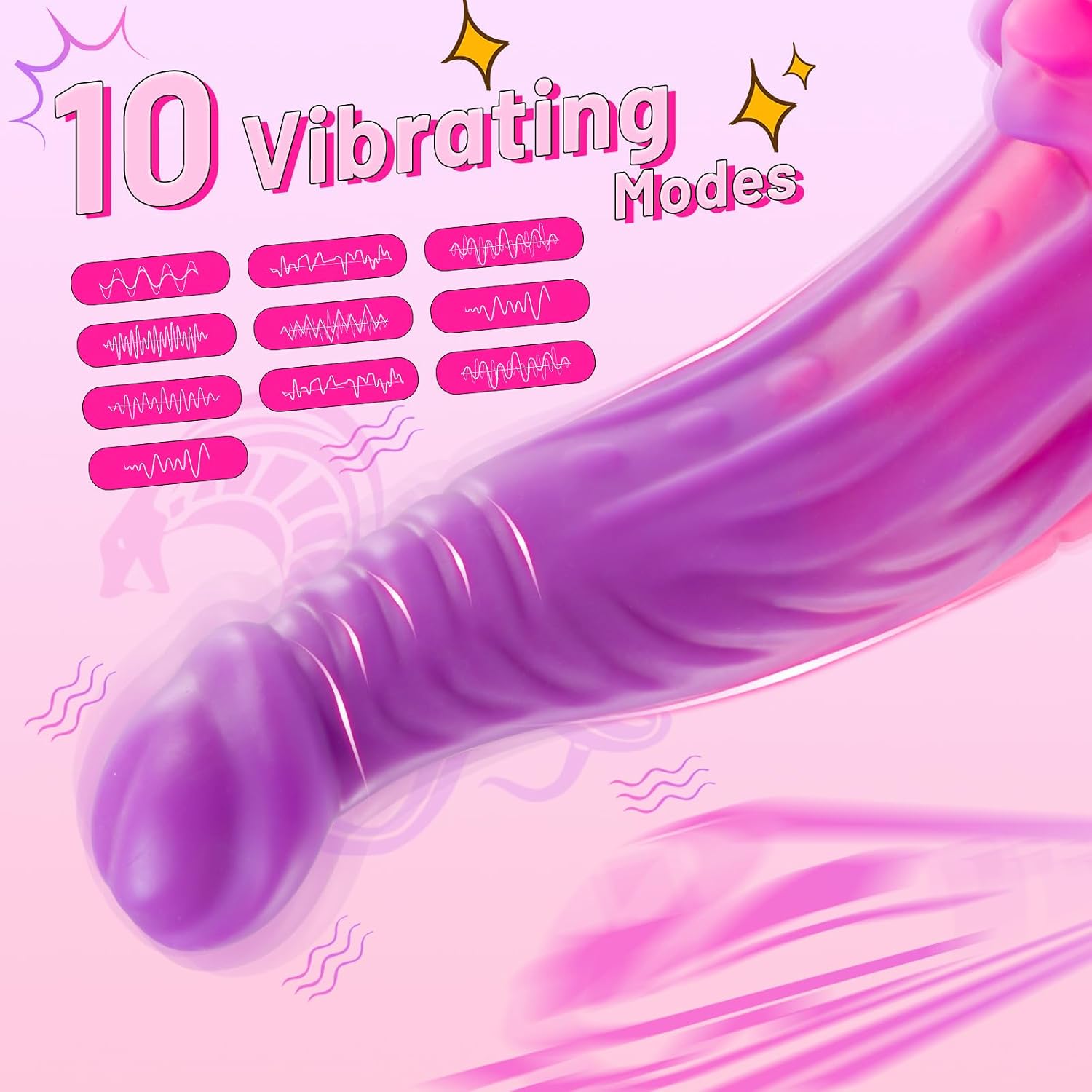 Fantasy Monster Dildo Adult Sex Toys, 8" Huge Thick Dildo with 10 Vibration Modes image 2