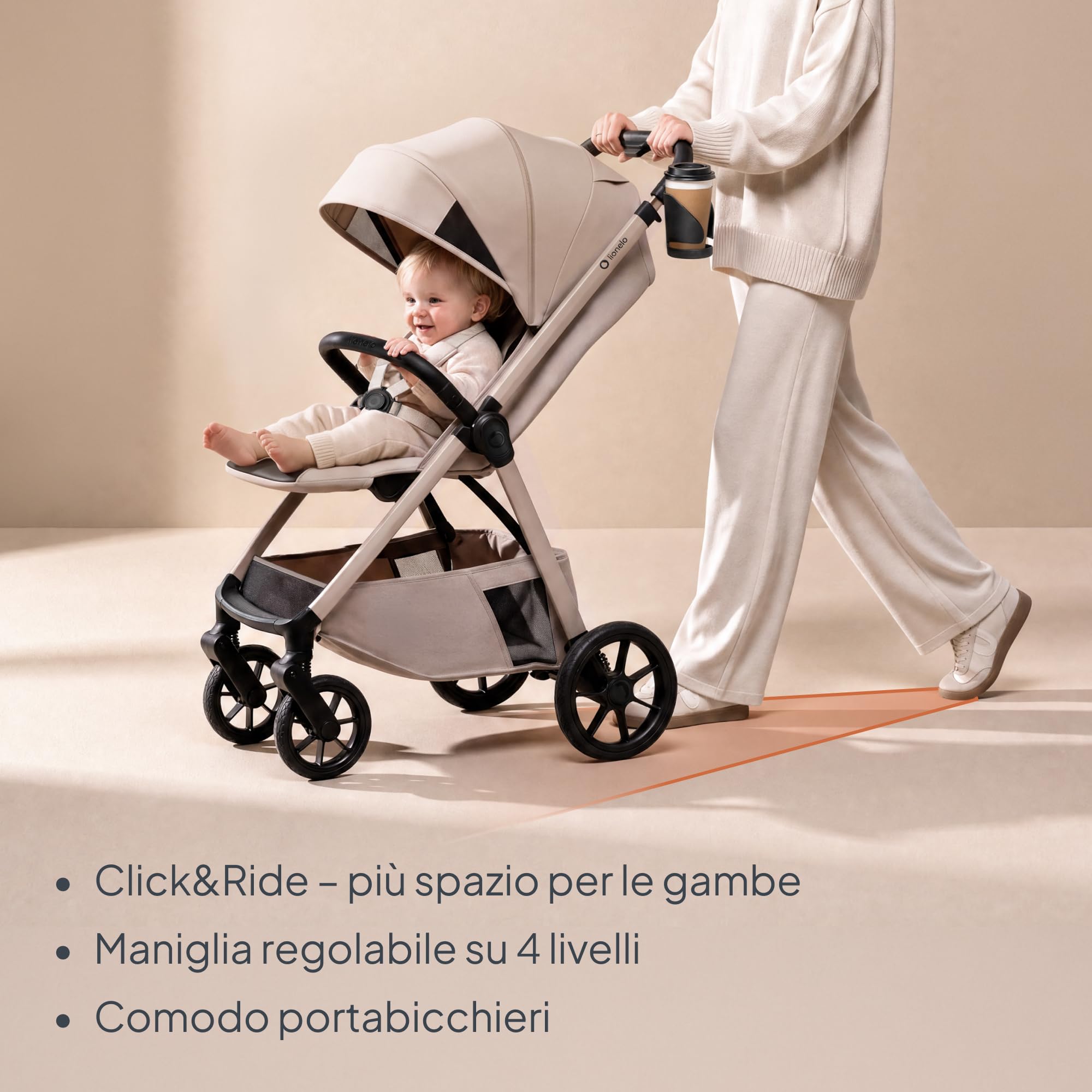 Lionelo BETT Passeggino Compatto fino a 22kg Pieghevole Leggero Reclinabile