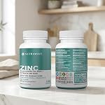 Nutrawave 2-IN-1 Suppléments de zinc, formule à forte absorption 50 mg de gluconate de zinc + Booster d'immuno-friendly, peau saine, cheveux, ongles, citrate de zinc & Bones, pour les hommes & Les femmes, Vegan, 6-Month Approvisionnement