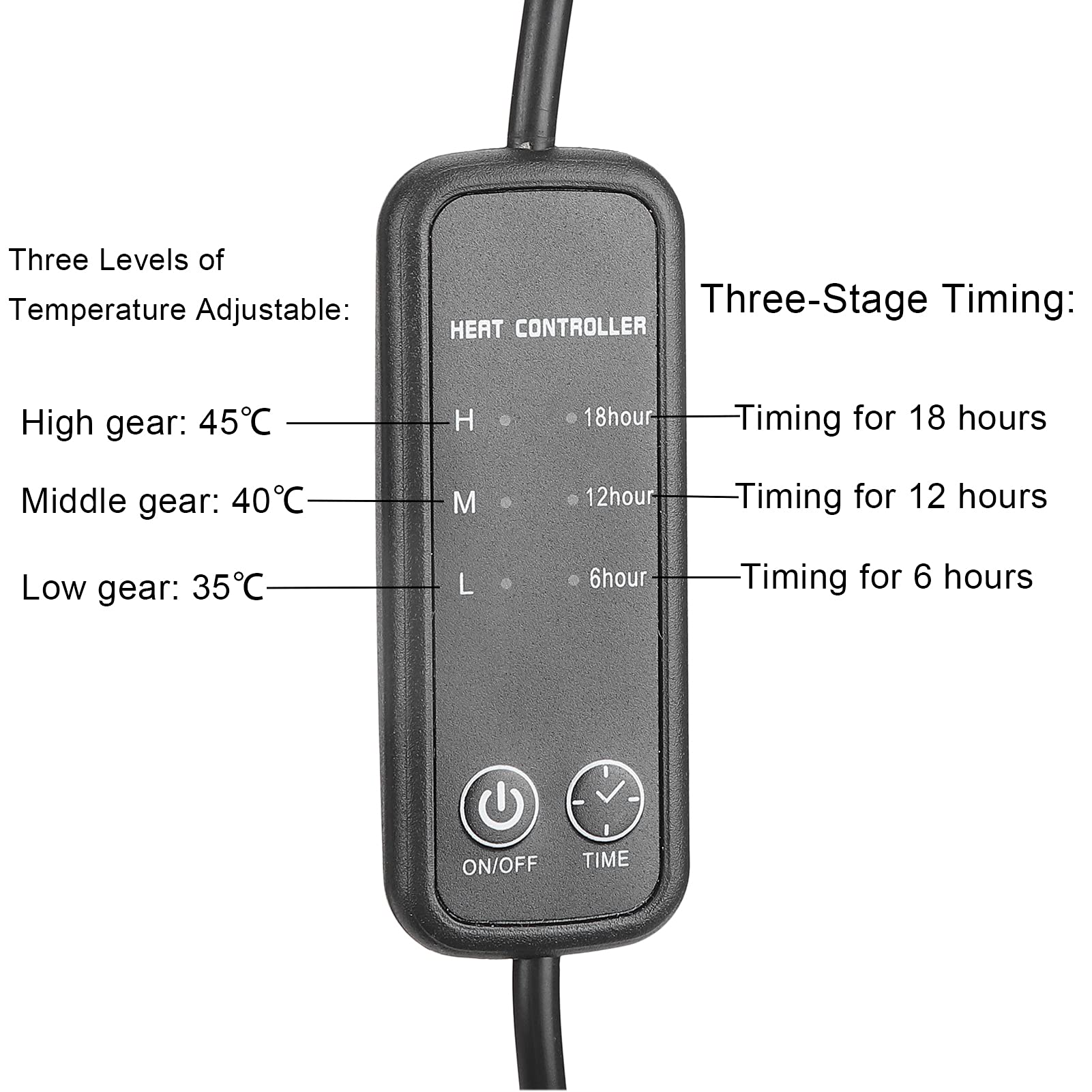 Tappetino riscaldante per rettili, tappetino riscaldante per terrario elettrico per interni sotto il serbatoio Tappetino riscaldante impermeabile con controllo della temperatura USB per tartarughe(L)
