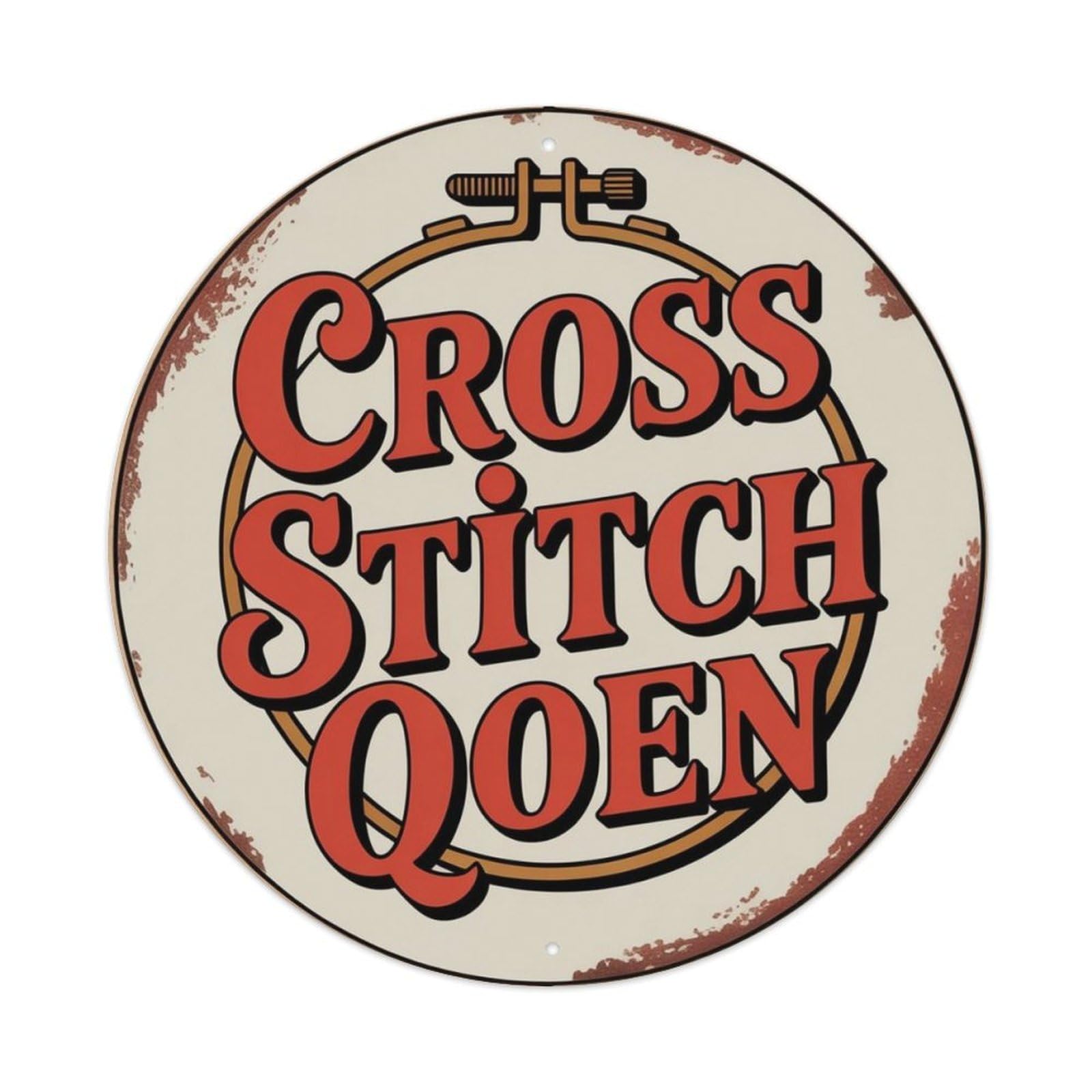 Cross Stitch Metal Tin Sign Plaque
