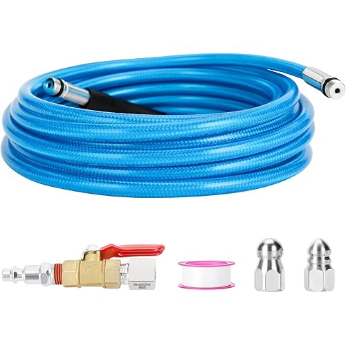 Cyclone Home Dryer Vent Duct Cleaning Kit：23feet Pressure Hose + 2 Jetter Nozzle + 1/4 Air Quick Connect+ Ball Valve