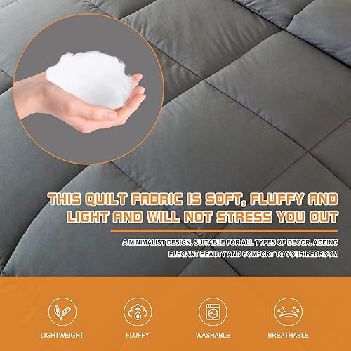 Miniatura 6 de Edredón de plumón suave para todas las estaciones, edredón de cama alternativo, esquinas reversibles, edredón cálido y esponjoso para invierno y