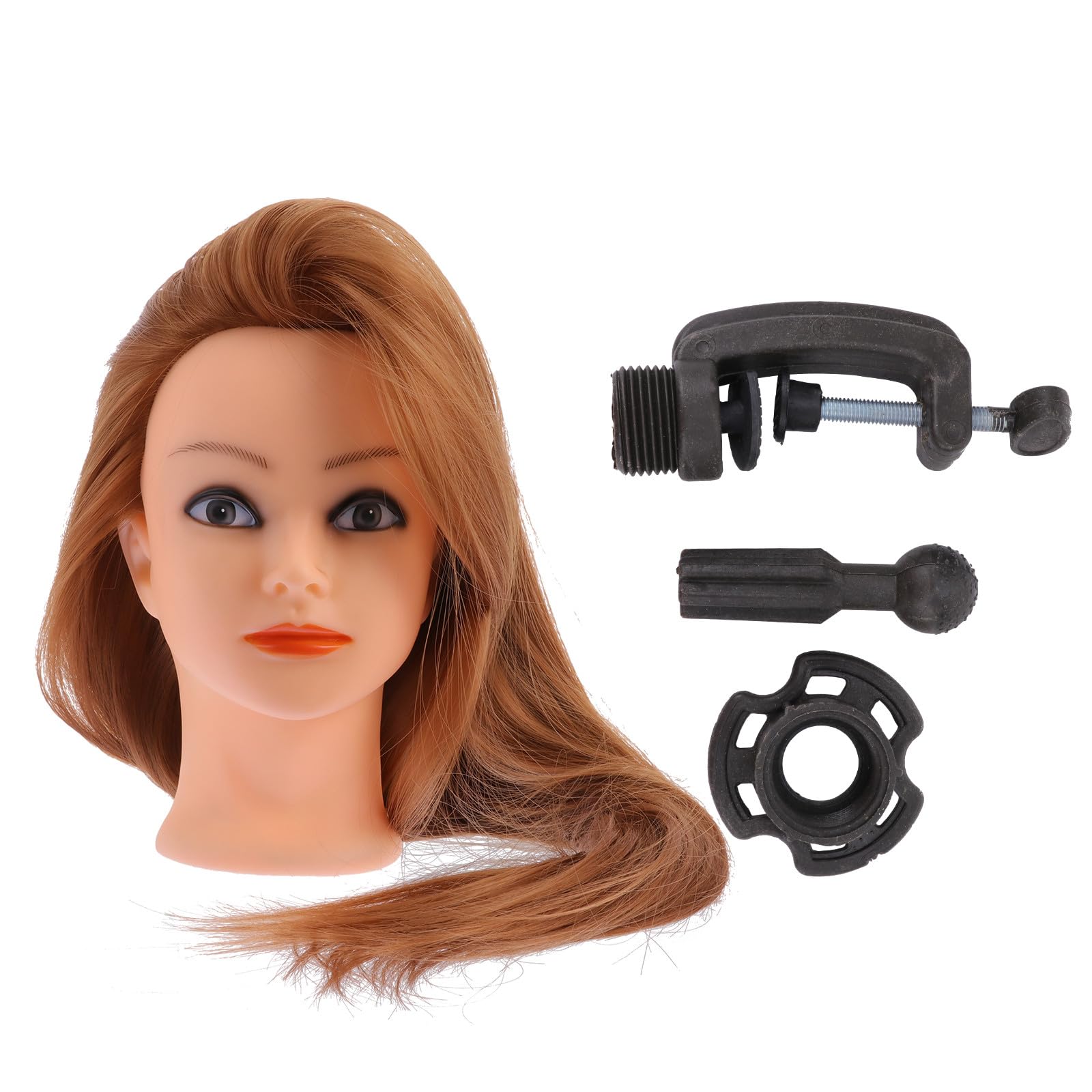 Mannequinkopf mit Haaren aus Hochtemperaturseide zum Üben von Flechten und Styling mit Ständer für Abschlussfeier und Friseurschüler