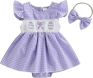 4th of July Outfit Baby Girl Romper Dress My First 4th of July Fly Sleeve Smocked Dress Newborn Cute Summer Clothes - Buy now