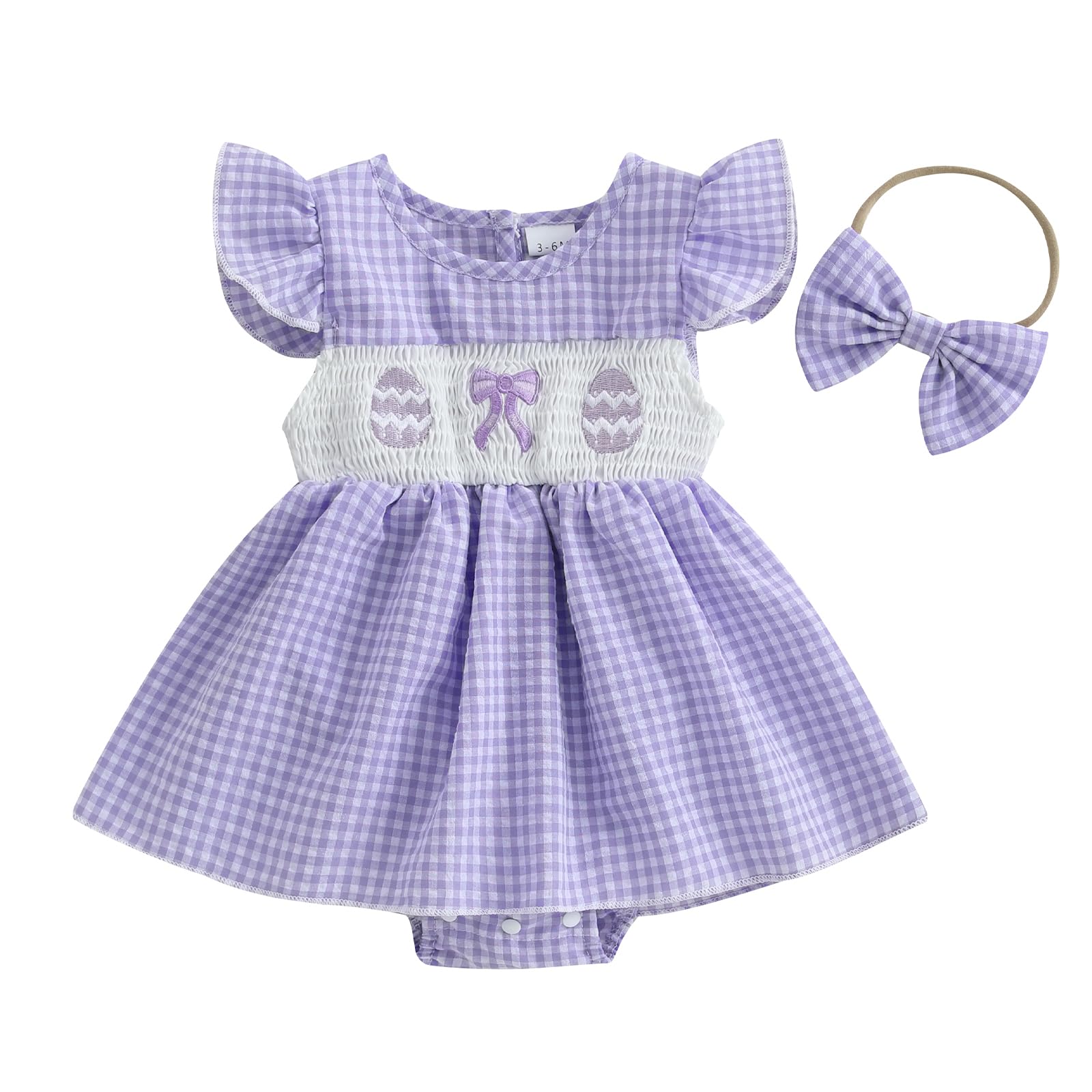 mlpeerw 4th Of July Baby Girl Outfit American Flag Romper Dress Fly Sleeve USA Smocked Dress Newborn Fourth of july Clothes