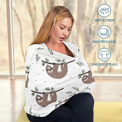 Miniatura 5 de Funda de lactancia, bufanda de lactancia, lindo Doodle Sloth fundas de asiento de coche para bebés bebés, funda para cochecito, toldo para asiento