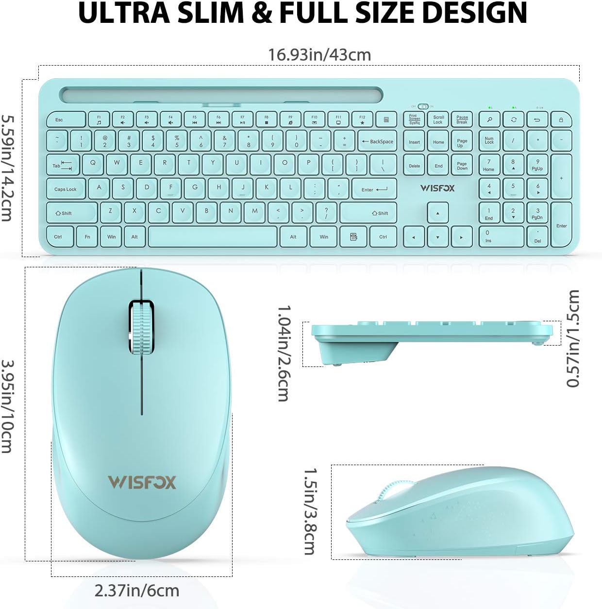 Best Cyber Monday 🔥 Wireless Keyboard and Mouse Combo, WisFox 2.4GHz Ergonomic USB Keyboard with Phone Holder, Full-Size Keyboard and Mouse Set for Computer, Laptop and Desktop(Mint Green) Super Cheap 🛒 Wireless Keyboard and Mouse Combo, WisFox 2.4GHz Ergonomic USB Keyboard with Phone Holder, Full-Size Keyboard and Mouse Set for Computer, Laptop and Desktop(Mint Green)