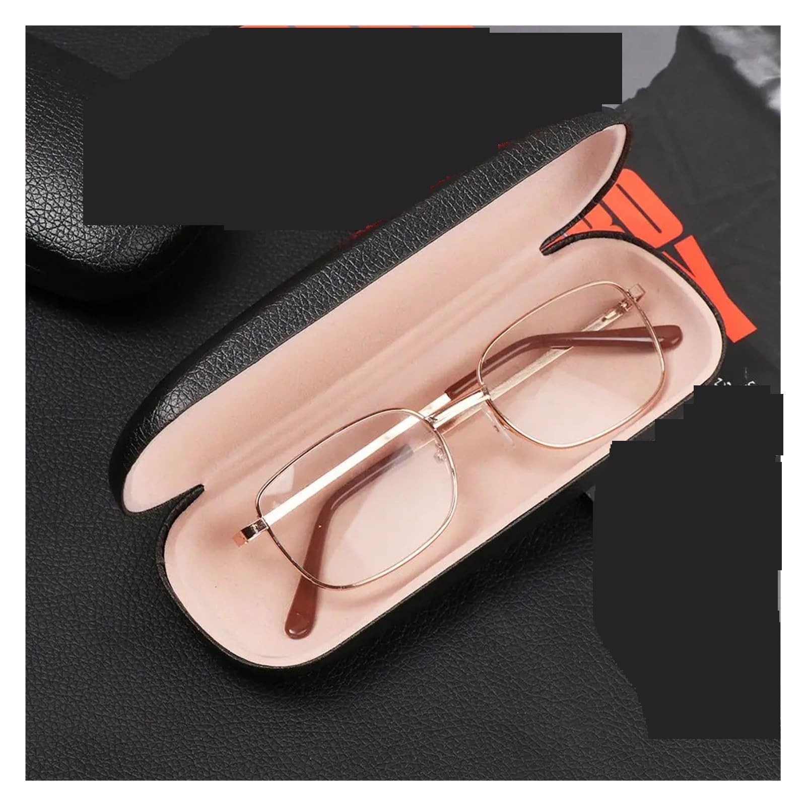Funda de Gafas Blanda de Cuero Classic Leather Litchi Grain Glasses Case Waterproof Hard Frame Eyeglass Reading Protector Black Spectacle Cases