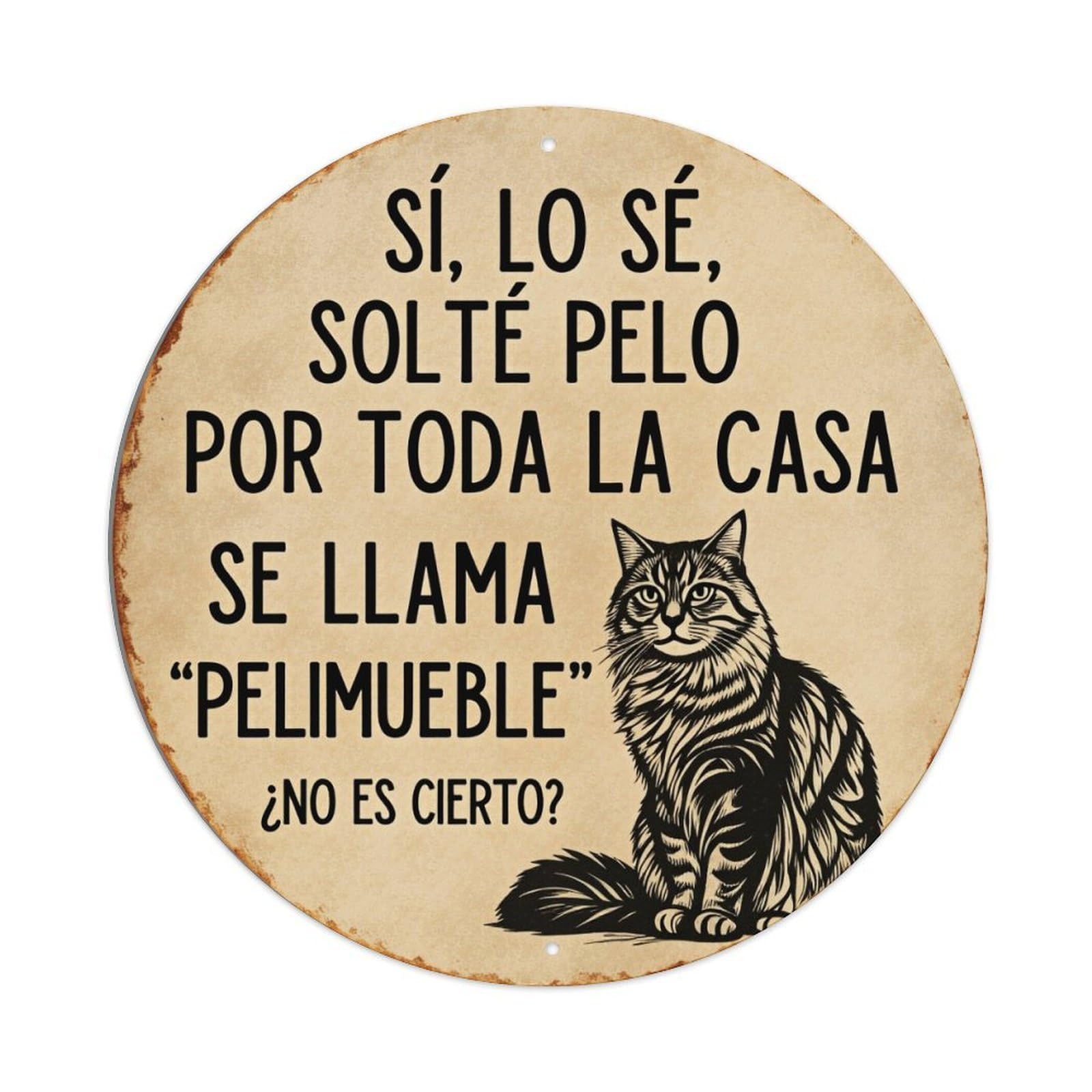 Cat Hair Furniture Joke Sign Round Tin Sign Vintage Style Metal Sign Home Bar Garden Wall Plaque Decor Metal Poster 8x8 Inch