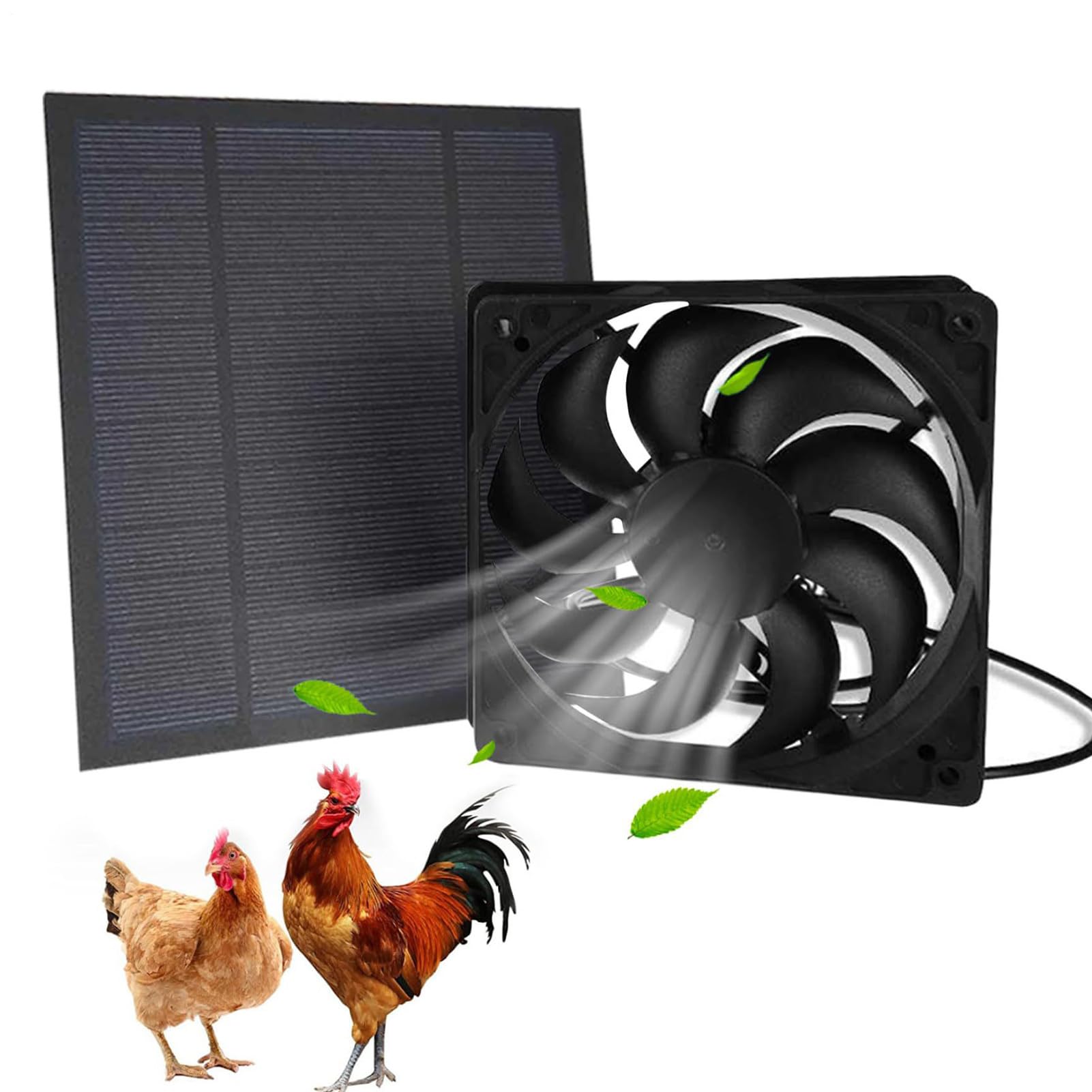 Ventilateur solaire pour poulailler - Avec entraînement solaire - Système de refroidissement économe en énergie avec évacuation d'air - Pour camping-car et camping
