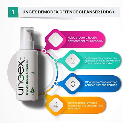 Miniatura 7 de Tratamiento Demodex  Ungex  Demodicosis acné rosácea, picazón, blfaritis  Kit esencial A1