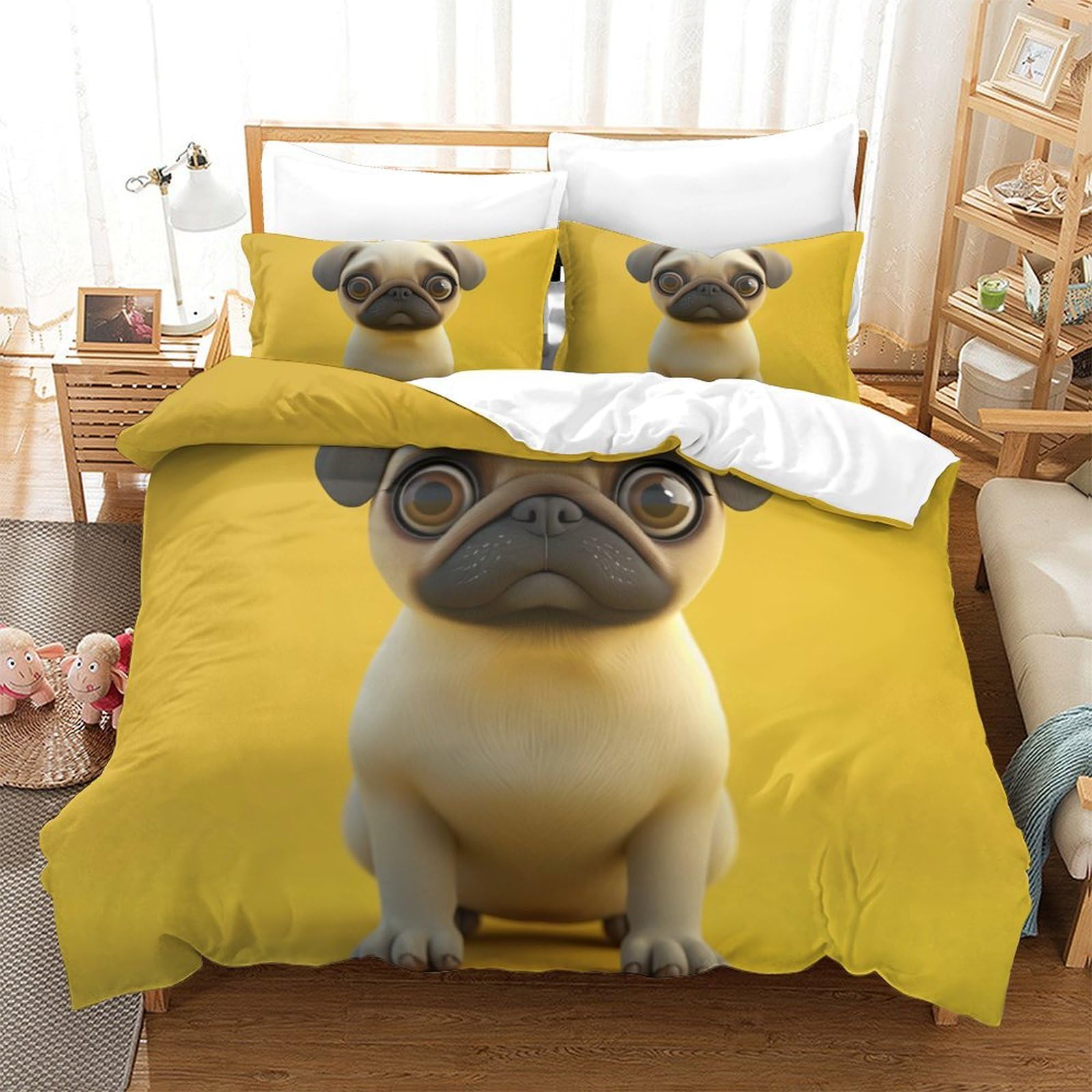 Housse de couette chien 3D en microfibre respirante à fermeture éclair