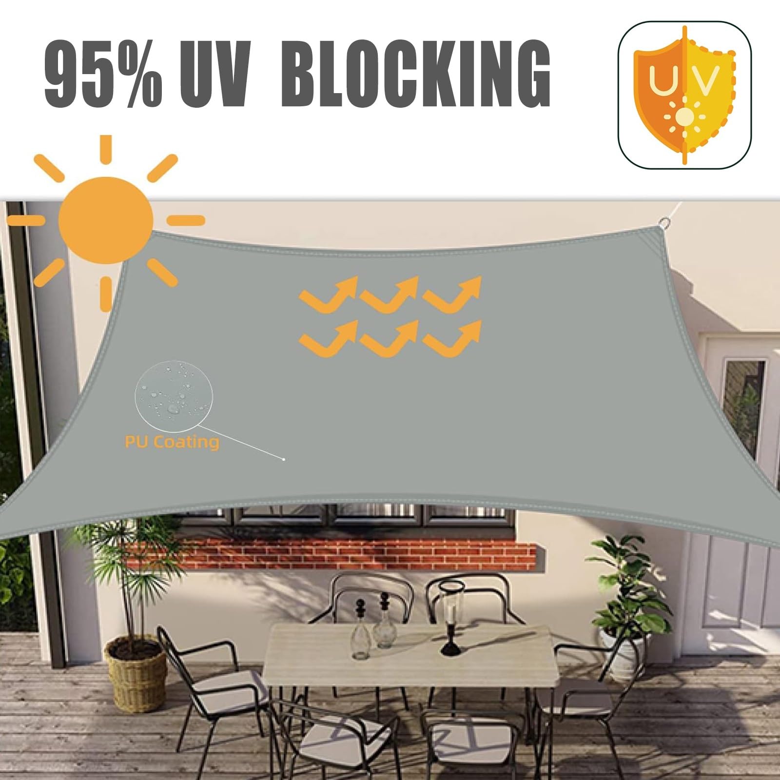 Prostokątny Parasol Przeciwsłoneczny 2 x 6.5 m Baldachim Ogrodowy, Baldachim Ogrodowy Pod Kątem Prostym, Poliester PES Łatwa instalacja na patio ogrodowe bezpłatną liną, Czerwone wino