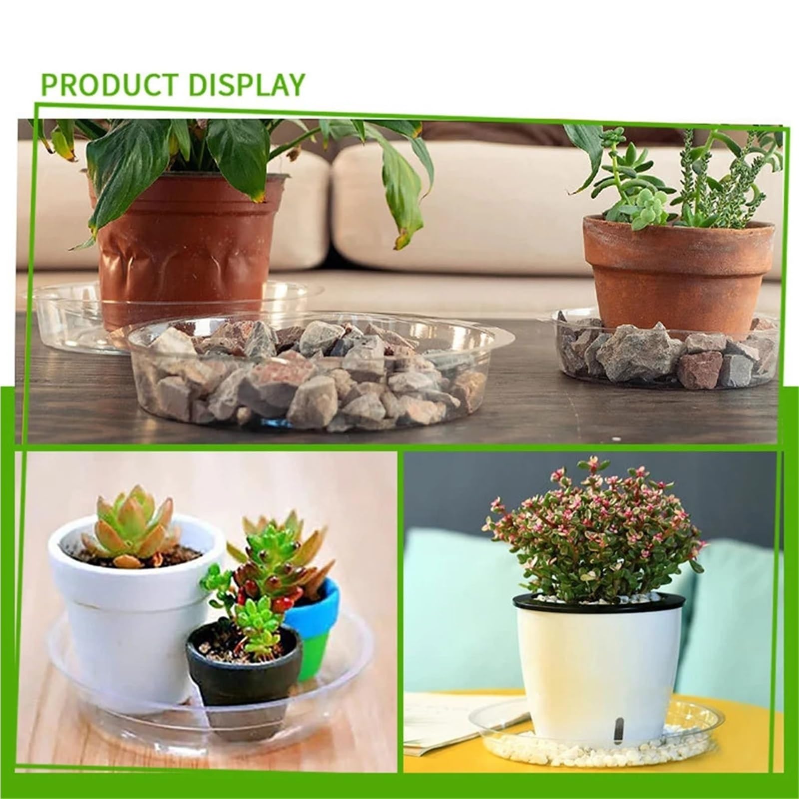 10 Stück 6–12 Zoll durchsichtige Kunststoff-Pflanzenuntertassen for Blumentöpfe, Tropfschalen for den Garten, Wartungsbedarf für Pflanzen(8 Inch)