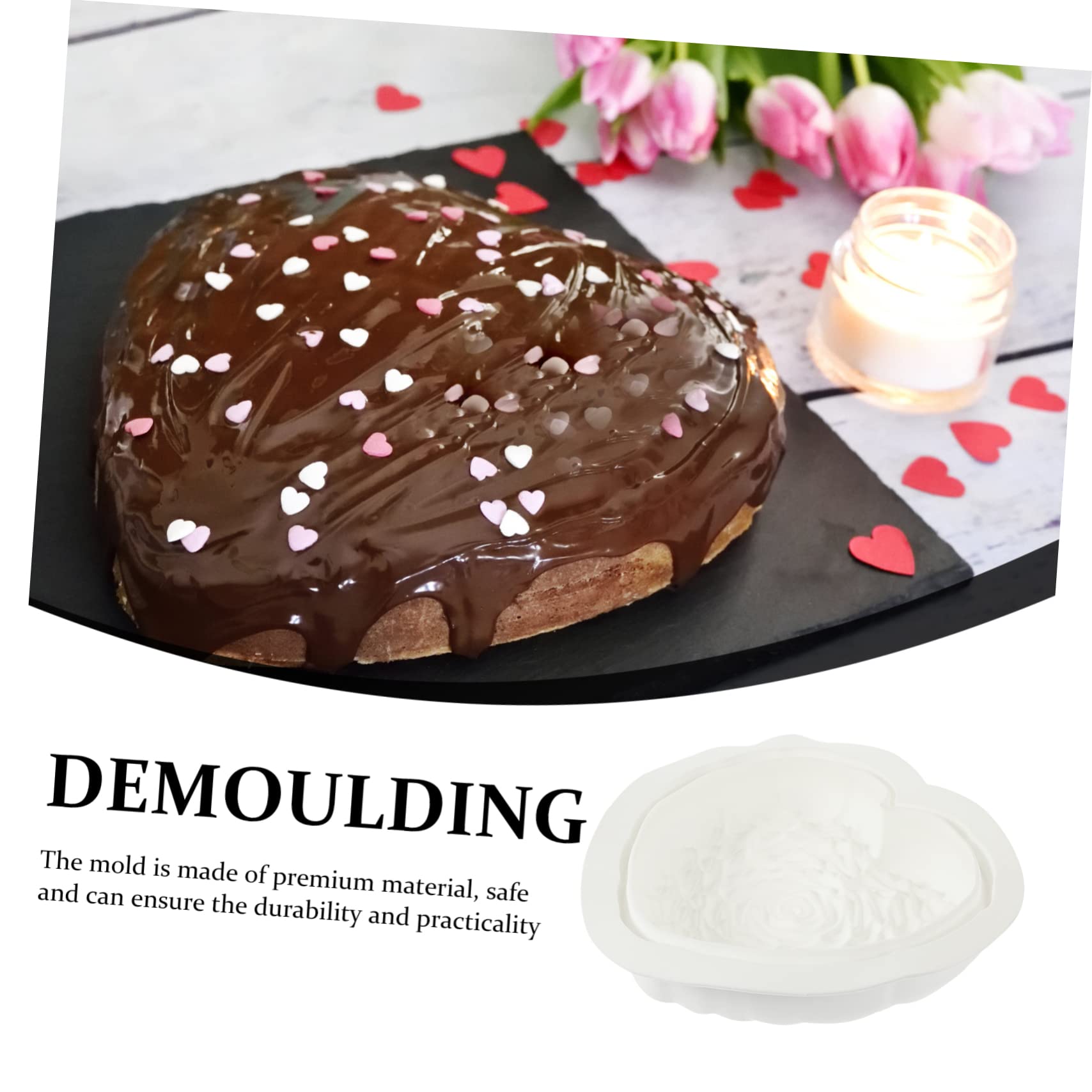 Ciieeo 4 Pièces Moule à gâteau coeur moule gateau coeur patisserie accessoire moule à glaçons plaque tournante cœur coeur moules silicone moules en silicone pour la cuisson Gel de silice