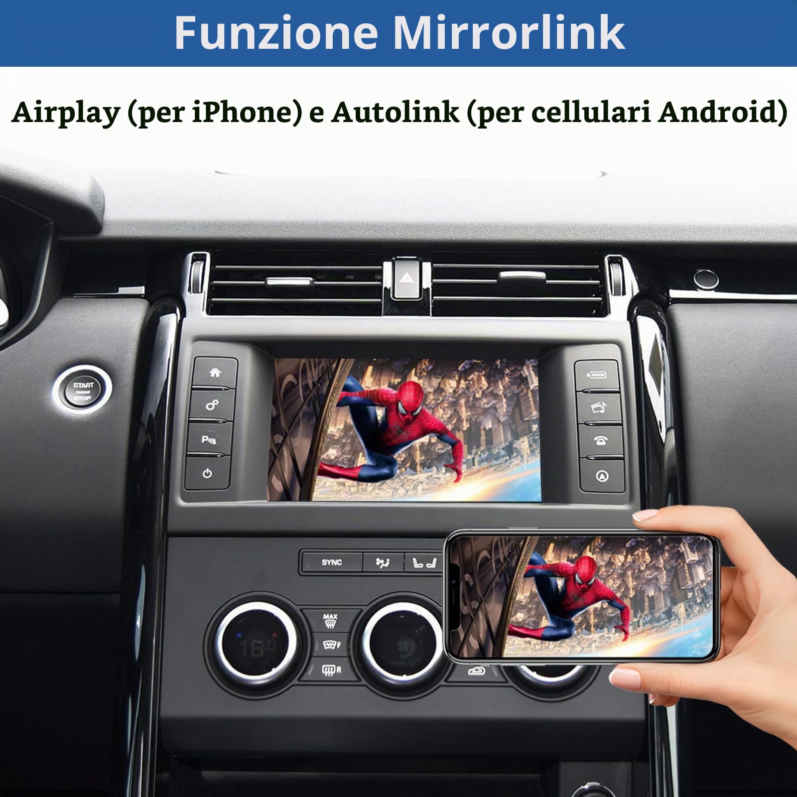 Road Top Adattatore CarPlay Wireless per Land Rover con Harman 8" | per Land Rover con Schermo Harman da 8" 2016-2018, CarPlay senza fili, Android Auto, MirrorLink, Navigazione
