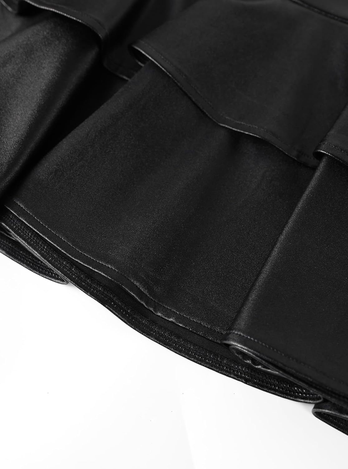 SOFIA'S CHOICE Women Faux Leather Mini Skirt Summer Sexy Low Rise A Line Ruffle Skorts Skirts - Image 5