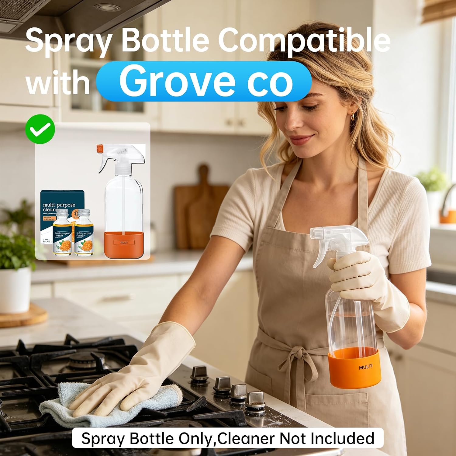 Spray Bottle Compatible with Grove,16oz(500ml), 2Pack | Plastic,Reusable Spray Bottle Compatible with Grove Co with Silicone Sleeve & Custom Label