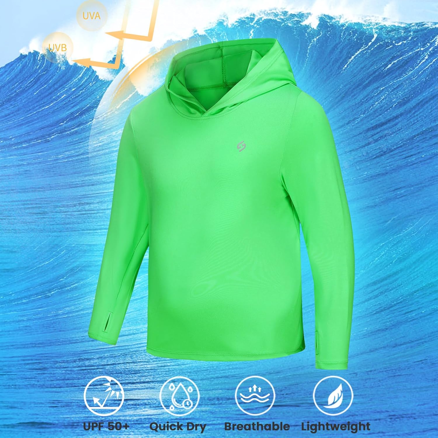 HODOSPORTS Boys Rash Guard Swim Shirt Long Sleeve for Kids UPF 50+ Sun Protection Hooded Swimming Hiking Shirts Swimsuit - Image 4